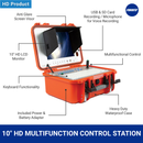 Forbest 10-inch HD multifunction pipe inspection control station with screen visor, USB/SD recording, keyboard, and rugged waterproof case