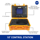 10-inch control station housed in a waterproof case, with LCD monitor, anti-glare visor, USB & SD card recording, voice mic, and battery adapter
