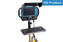 Portable video inspection system with screen and keyboard on a white background