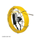 CHDR-C06-100 100ft yellow fiberglass push rod with 16mm C06 camera head for pipe inspection system.