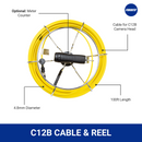 100ft cable reel with 4.8mm diameter, designed for the C12B camera head. Optional meter counter available