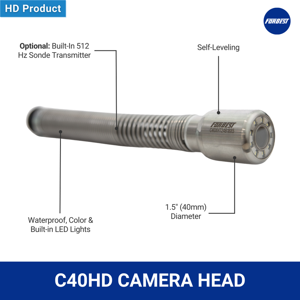 HD Mid Range 3388PH Sewer Camera: 200ft Cable with C40 Self-Levelling/