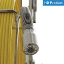 Close-up of the C40 HD camera head with yellow cable with  on a white background.