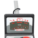 Metal detector control panel with various settings on a white background