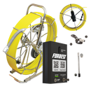 Forbest video inspection system with yellow cable reel, camera head, and control box on a white background.