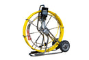 Yellow industrial inspection camera with reel on a white background