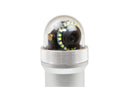 A 2 inch (60mm) pan-tilt color camera head with a stainless steel exterior and a clear protective dome.