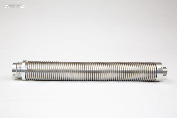 A stainless steel detachable spring kit laid out on a white background.