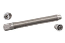 A stainless steel detachable spring kit consisting of a long spring and two metal end caps.