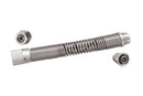 A stainless steel detachable spring kit consisting of a long spring and two metal end caps.